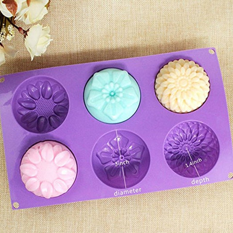 6Lattice Silicone Mold 3D Sunflower Flower Form Jelly Donuts Pudding Molds DIY Soap Fondant Baking Fondation Decoration Tools