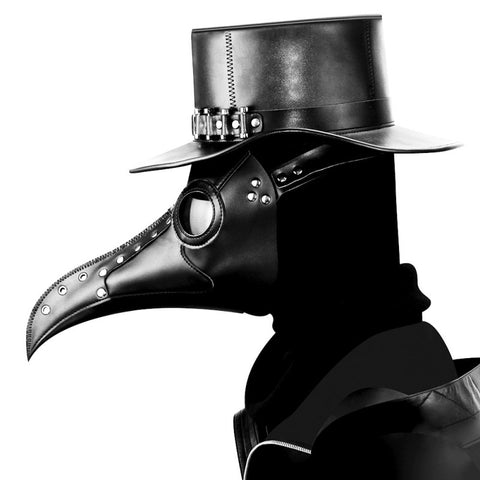 Plague Doctor PU Mask White/Black Latex Bird Beak Masks Long Nose Party Event Ball Costume Props