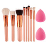 8Pcs Rose Gold Makeup Brushes Eyeshadow Powder Blush Fondation Brushes Make Up Tool With 2pc Sponge Puff Cosmetic Kit Dropship