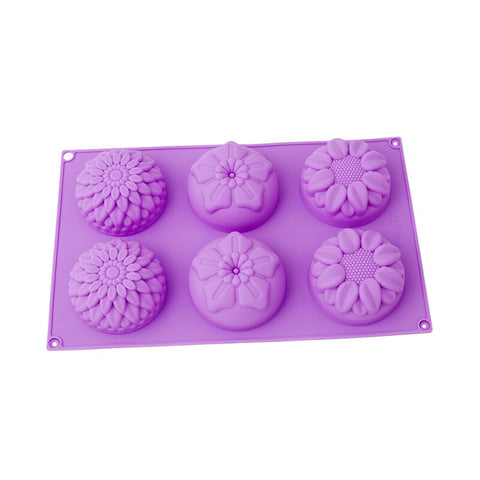 6Lattice Silicone Mold 3D Sunflower Flower Form Jelly Donuts Pudding Molds DIY Soap Fondant Baking Fondation Decoration Tools